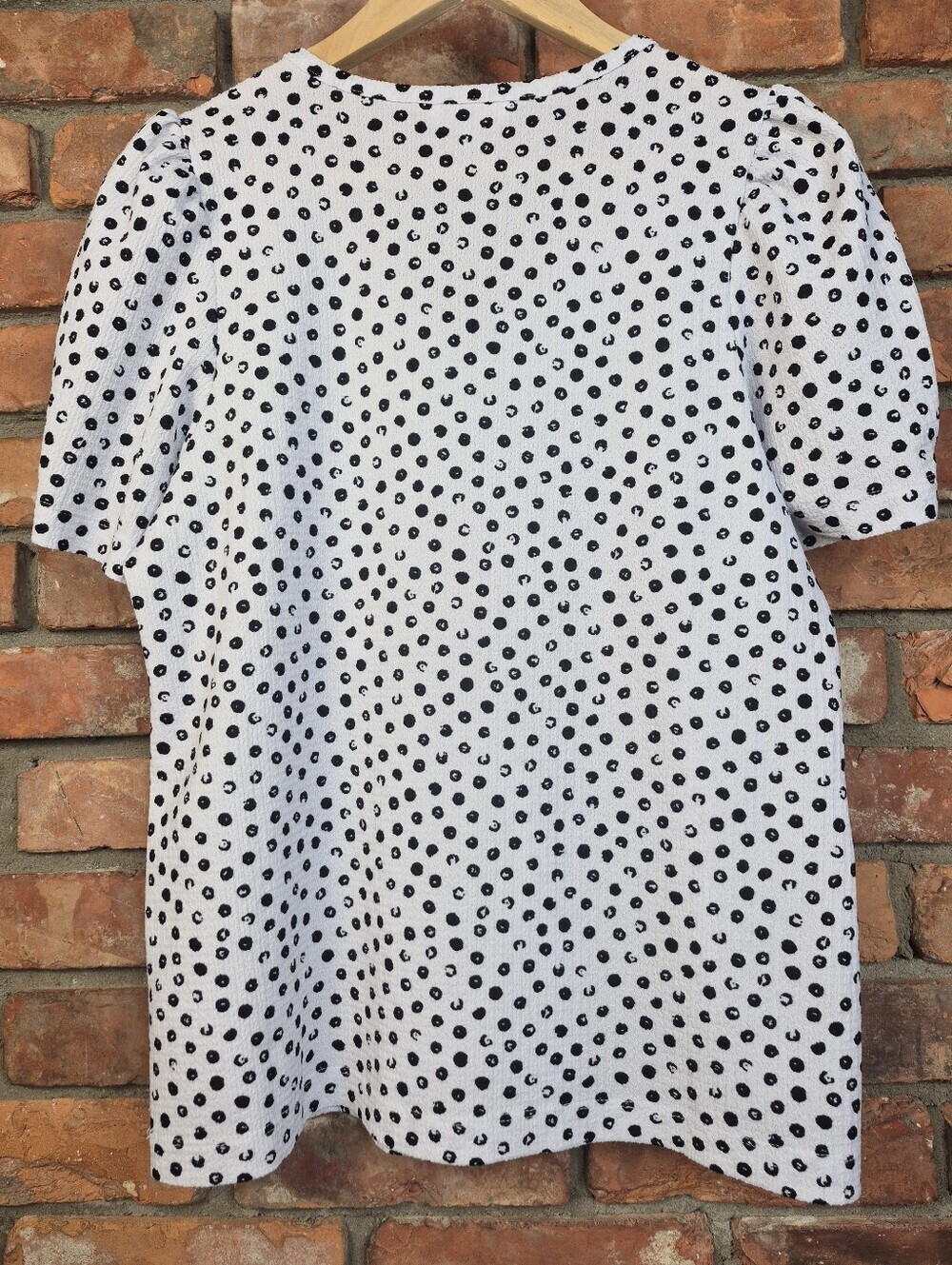 Northern Reflections Textured Polka Dot V-Neck Blouse Puff Sleeve Small - Picture 6 of 8